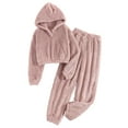 thumbnail image 3 of Awdenio Womens Pajamas Sets , Women' S Pajamas Set Fleece Pants Loose Hooded Plush Sleepwear 2 Piece Pjs Set Warm Loungewear, 3 of 4