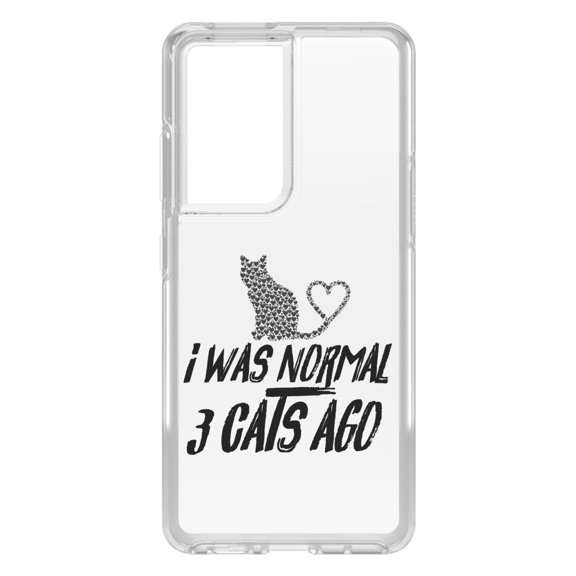 DistinctInk Clear Shockproof Hybrid Case for Galaxy S21 ULTRA 5G (6.8" Screen) - TPU Bumper Acrylic Back Tempered Glass Screen Protector - I Was Normal 3 Cats Ago
