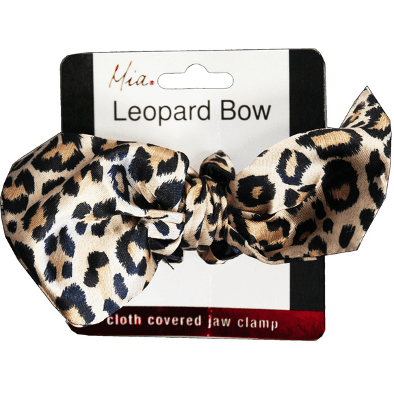 Leopard Bow Hair Clip, Trendy Cloth Covered Jaw Clamp with Strong Hold, Secure, Comfortable, Fashionable Hair Accessory for Women, Girls, Stylish, Perfect Gift, Everyday Wear, Black, White