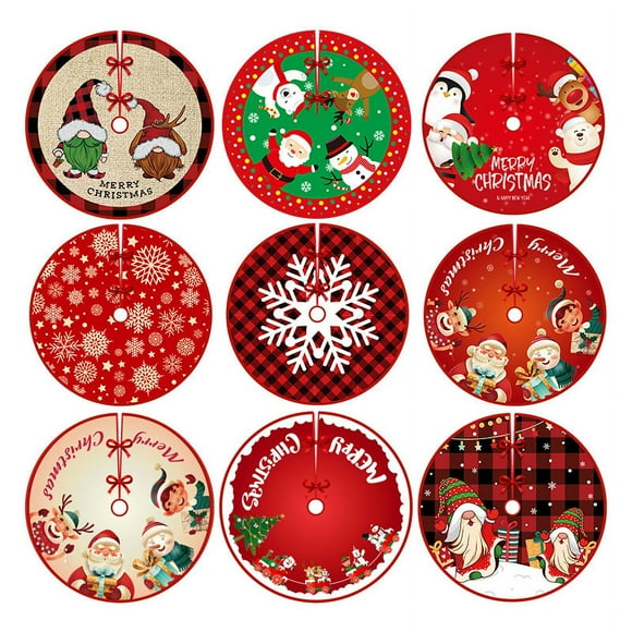 Christmas Tree Skirt Reindeer Snowman Pattern Christmas Tree Skirt for Xmas Holiday Party Decor Indoor Outdoor Creative Christmas Tree Skirt with Snowflakes, Burlap Tree Skirt Decoration for Xmas Hom