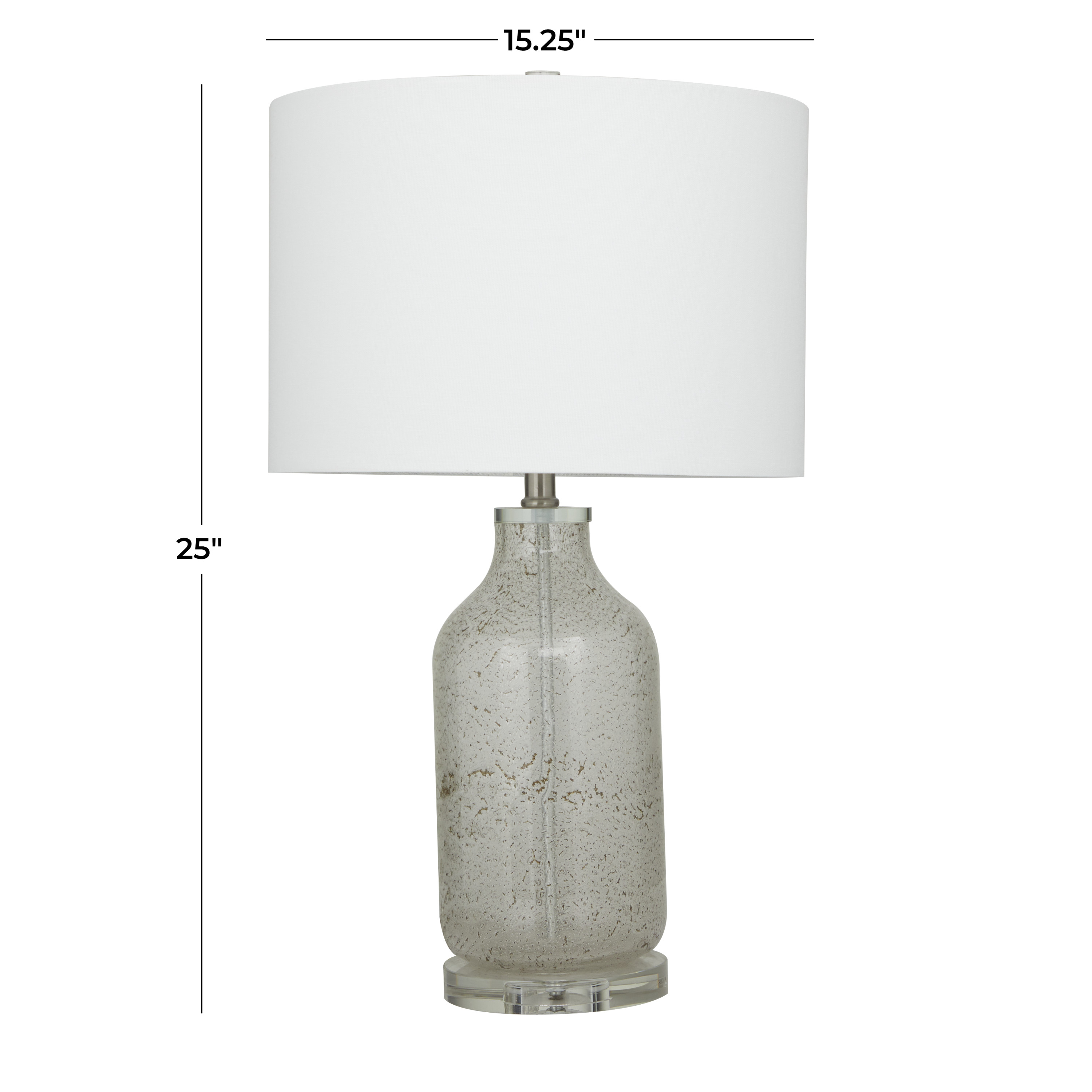DecMode 25" Textured Gray Table Lamp with Cream Linen Shade (2 Count)