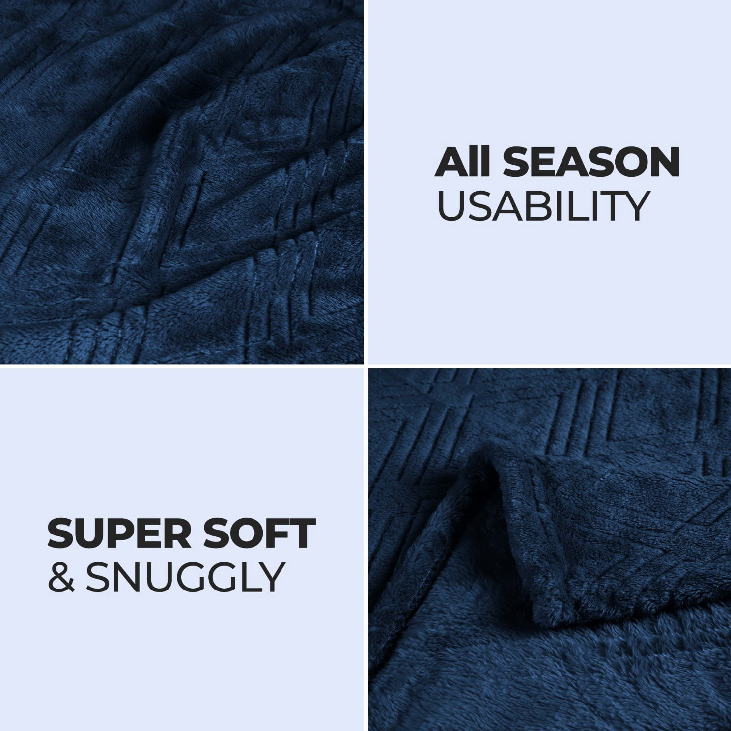Superior Alaska Diamond Fleece Blanket 50" x 60", Lightweight Soft Bed Blankets, Throw Size, Navy Blue