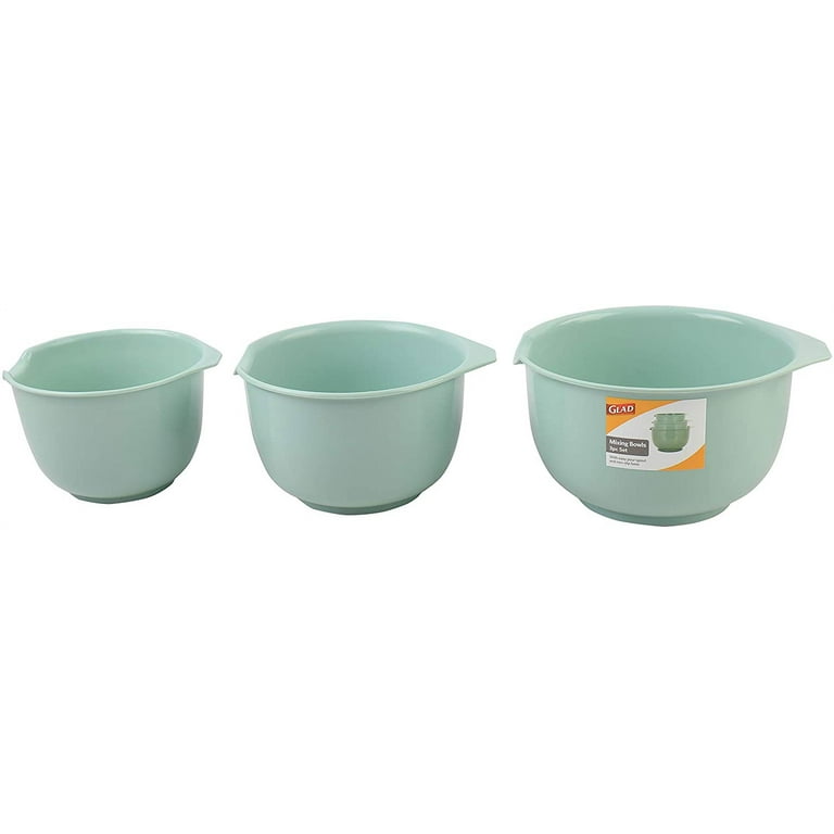 Glad Mixing Bowls with Pour Spout, Set of 3, Nesting Design Saves Space, Non-Slip, BPA Free, Dishwasher Safe