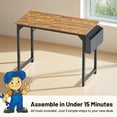 thumbnail image 5 of Atilioo Computer Small Desk, 40" Office Study Writing Table with Storage Bag & Iron Hook for Home Bedroom, Kids Desk, Rustic Brown, 5 of 11