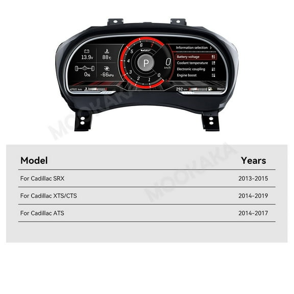 MOOKAKA Digital Dashboard Instrument Cluster for Cadillac SRX/XTS/CTS/ATS 2013 2014 2015 2016 2017 2018 2019 LCD Screen Virtual Cockpit Speedometer Upgrade Universal Fit Car Accessory with Linux OS