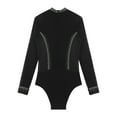 thumbnail image 4 of iiniim Men Mesh Latin Dance Leotard Bodysuit Long Sleeve See-Through Rhinestones Salsa Tango Dancewear Black XXL, 4 of 7