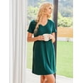 thumbnail image 3 of Ekouaer 2 Pack Womens V-Neck Nightgowns Soft Short Sleeve Sleepdress with Floral Print and Pockets, 3 of 6