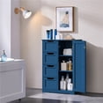 thumbnail image 2 of Yaheetech Wooden Bathroom Cabinet with Drawer and Freestanding, Navy Blue, 2 of 8