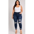 thumbnail image 4 of Jack David Womens Plus Size Stretch Distressed Ripped Blue Skinny Denim Jeans (WV74422-R), 4 of 8