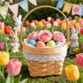 thumbnail image 5 of Easter Flower Basket Handmade Wicker Flower Arrangement Gift Spring Holiday Party Home Wedding Decor Packaged Design, 5 of 5