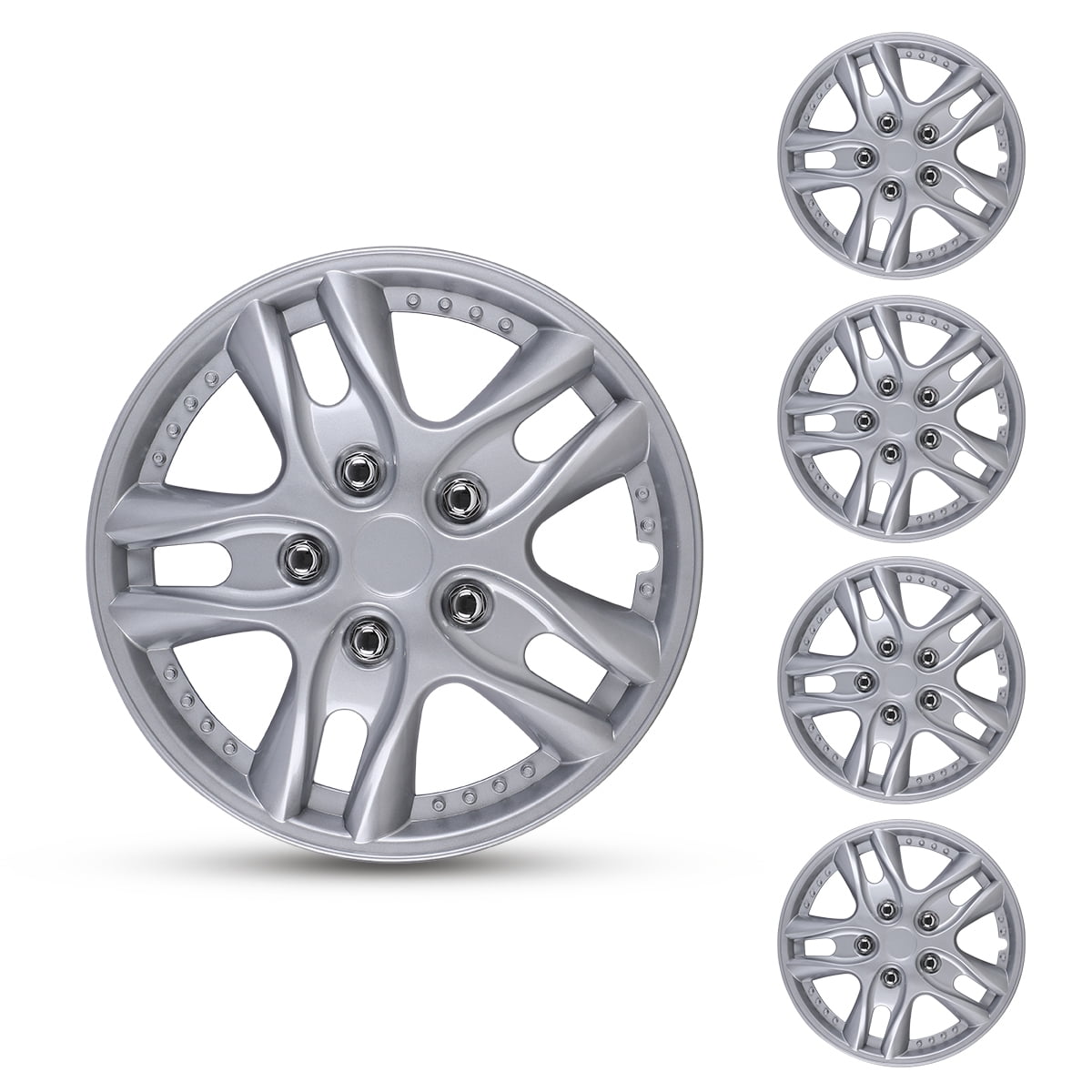 12" Set of 4 Wheel Covers Snap on Hubcaps Full Hub Caps Fit R12 Tire & Steel Rim (4 Pack) Lacquer