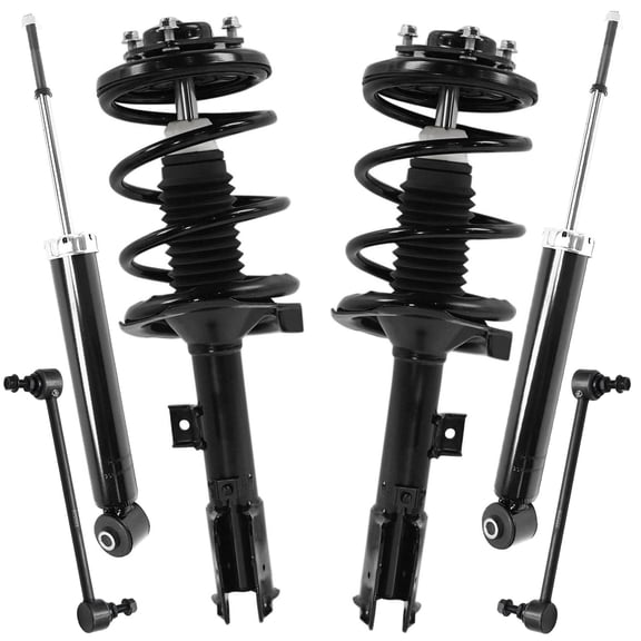 Detroit Axle - 6pc Suspension Kit for 2007 2008 2009 Mitsubishi Outlander 2 Front Struts with Coil Spring Assembly 2 Front Stabilizer Sway Bar End Links 2 Rear Shock Absorbers Replacement