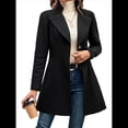 thumbnail image 3 of Abrigo de Invierno de Mezcla de Lana Color Camel para Mujer, Hasta la Rodilla, con Solapa y Muesca, Chaqueta de Abrigo con Botonadura Única Negro L, 3 of 9