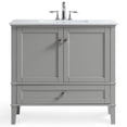 thumbnail image 3 of Simpli Home Chelsea 36" Quartz Faux Marble Top Bathroom Vanity in Smoke Gray, 3 of 7