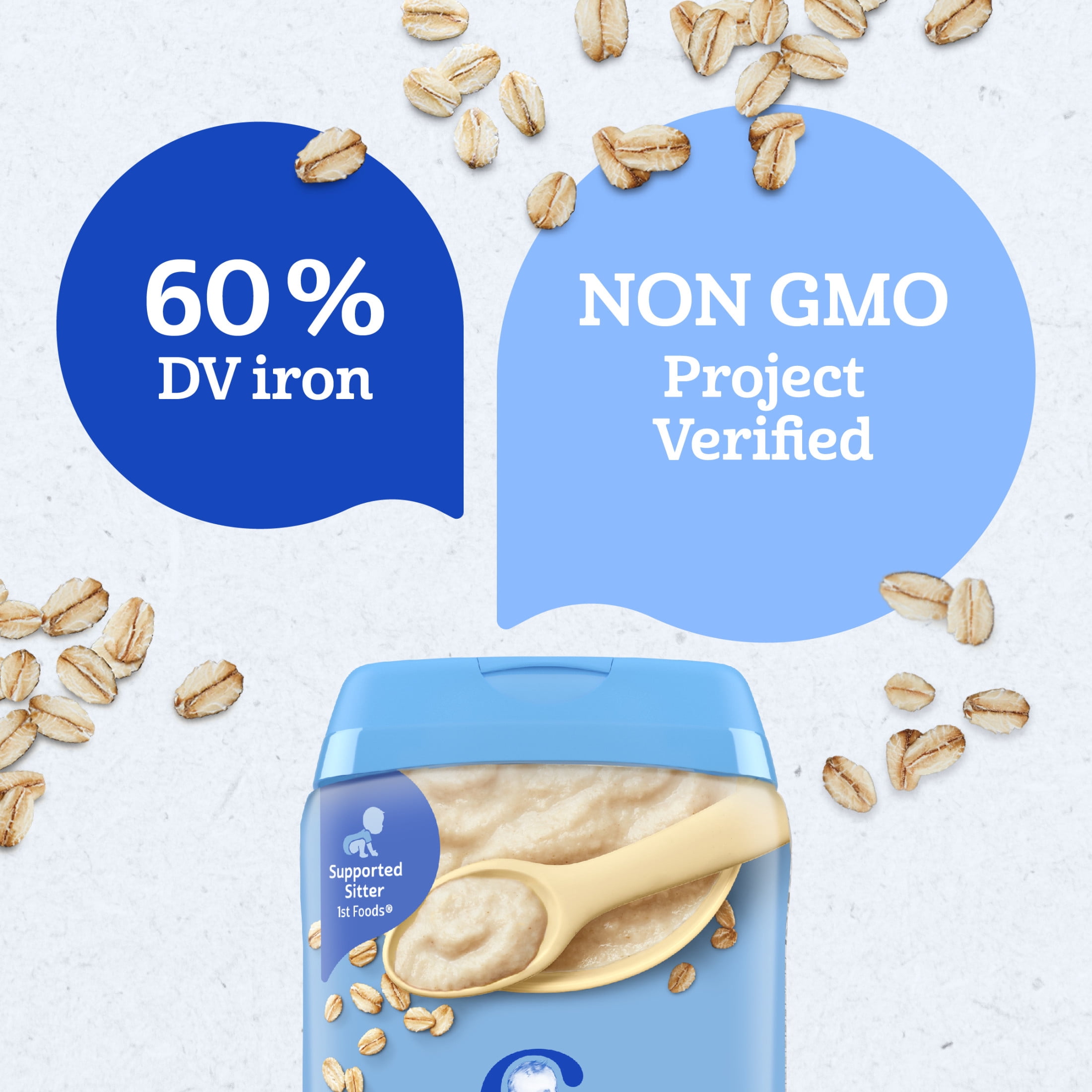 (3 pack) Gerber Stage 1 Baby Food, Baby Oatmeal Cereal, 8g Whole Grains, Infant Cereal 8 oz