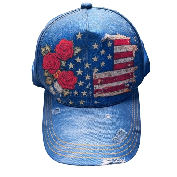 GrmtClth US Vintage Country Style 250th Anniversary Hat Floral American Flag Baseball Cap 250th Anniversary Hat