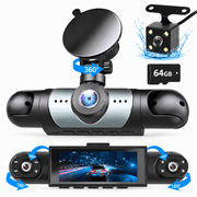 4-Channel Dash Cam with 1080P Front, Inside & Rear Cameras, Night Vision, HDR, G-Sensor, Loop Recording & 24HR Parking Mode