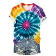 thumbnail image 4 of VBTAPA Womens Tie Dye T-shirt Short Sleeve Novelty Graphic Tees Trendy Summer Going Out Blouse Tops Daily Sales Multicolor S, 4 of 5