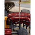 thumbnail image 5 of Outdoor Tablecloths with Umbrella Hole & Zipper, Red Black Boho 60x60 Inch Square Tablecloths, Vintage Ethnic Tribe Abstract Art Retro Waterproof Table Cloth, Patio/Pool/Picnic Table Covers, 5 of 8