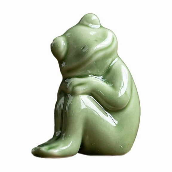 Frog Garden Decor,Ceramic Frog Garden Statues Yard Decoration Outdoor Holiday Decorations,Ideal Ornament for Outside Pond Pool Patio Front Porch Backyard (Green)