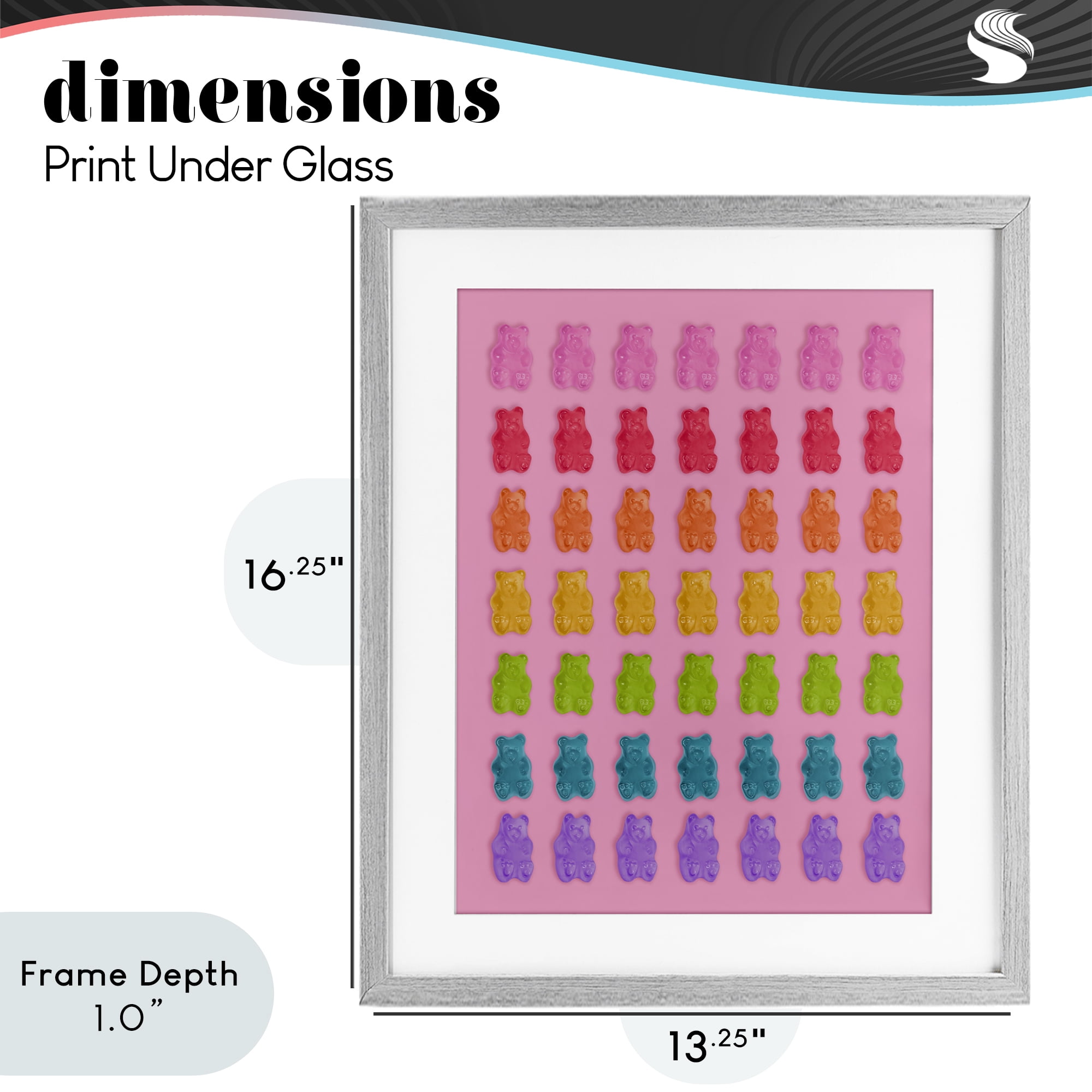 Stupell Industries Rainbow Candy Bears on Pink Gray Framed Print Under Glass, design by LISH Creative
