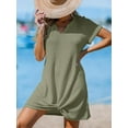 thumbnail image 6 of Women Bathing Suit Cover Up Short Sleeve Twist Hem Swimsuit Coverup for Summer Vacation, 6 of 13