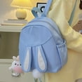 thumbnail image 2 of GobdXE Back To School Unisex Student Solid Nylon 3D Bunny Ear Mini Backpack Fluffy Plush Tail Lightweight Casual Daypack Size:One Size, 2 of 4