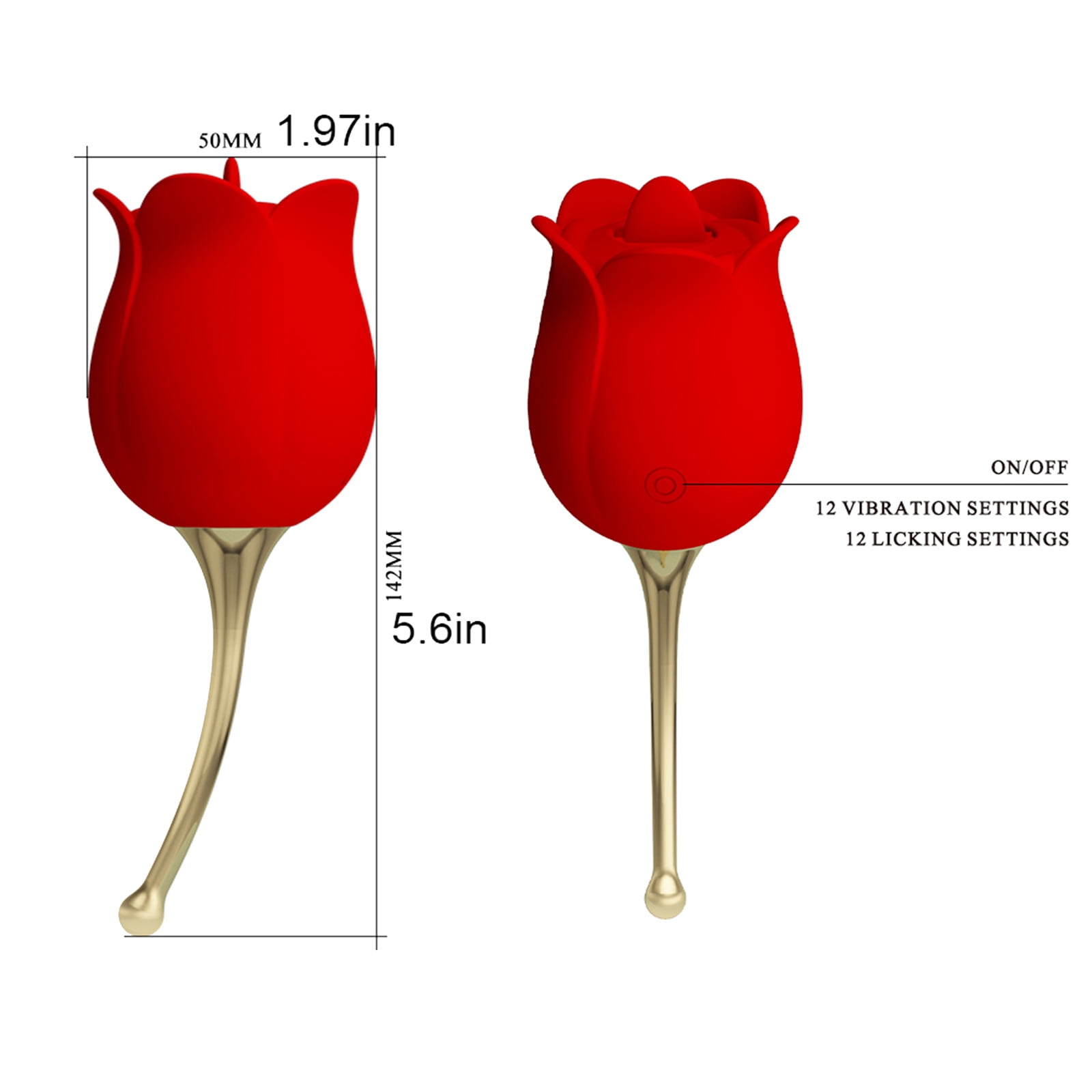 MLSICE Rose Vibrator Adult Sex Toy for Woman 2 in 1 Tongue Licking Clitoral Vibrator Nipple Clit G Spot Stimulator