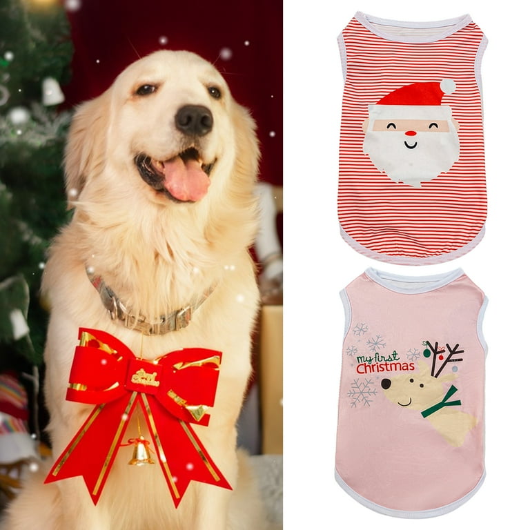 UDIYO 2pcs Christmas Dog Clothes Pet Shirts Breathable Puppy Vest
