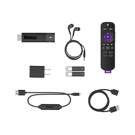Roku - Streaming Stick+ 4K Headphone Edition with Voice Remote with TV Power and Volume Streaming Media Player - Black