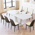 thumbnail image 4 of Expandable Dining Table Set for 8 with PU Chairs, U-Shaped Legs Modern Kitchen Table Set in Beige Grey or Black, 4 of 10