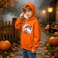 thumbnail image 4 of BLTIBY Girls Boys Halloween Hoodie Sweatshirts Casual Pullover Pumpkin Cute Graphic Fleece Tops Stylish for Casual Daily Wear with Pockets Orange 5 13-14 Years, 4 of 9