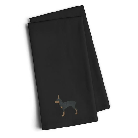 Toy Fox Terrier Black Embroidered Towel Set of 2