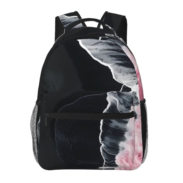 Fotbe Pink White Ocean Waves Mochila Casual con Estampado para Escuela, Viajes y Actividades al Aire Libre - Duradera, Ligera y Cómoda
