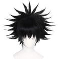 thumbnail image 1 of Peluca de cosplay con forma de anime negra corta con puntas para adultos y niños, 1 of 2