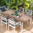 thumbnail image 2 of Christmas Table Cloths for 6 Foot Rectangle Tables, Snowman Snowflake Xmas Tree Winter Wooden Patio Waterproof Elastic Fitted Tablecloths, Washable Rectangular Table Cover for Camping, 2 of 8