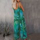 thumbnail image 5 of ICHUANYI Liquidación Moda Mujer Cami V-Cuello Sin Mangas Casual Bolsillo Suelto Impresión Mono Largo ICHUANYI WER202308231147, 5 of 7