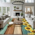 thumbnail image 4 of 5x8 Area Rugs for Living Room, Farmhouse Cow Non Slip Area Rugs for Kitchen Bedroom Entryway, Vintage Country Sunflower Teal Brown Wooden Washable Carpet Runner Rug Floor Mats for Bedroom Home Decor, 4 of 9