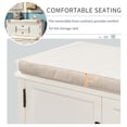 thumbnail image 4 of Rectangle Storage Bench with Removable Cushion, Wooden Shoe Bench with 2 Drawers and 2 Cabinets, Modern Upholstered Footrest Stool Entryway Storage Organizer for Living Room Hallway, White, 4 of 7