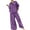 Purple XXL, variant on 2 Pcs/Set Women Spring Top Pants Set Plaid Print Three-quarter Sleeves Round Neck Split Back T-shirt Wide Leg Elastic Waist Loose Trousers Casual Daily Wear Outfit