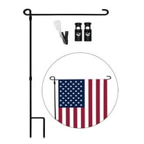 Garden Flag Stand, Premium Garden Flag Pole Holder Metal Powder-Coated Weather-Proof Paint with one Tiger Clip and two Spring Stoppers without flag
