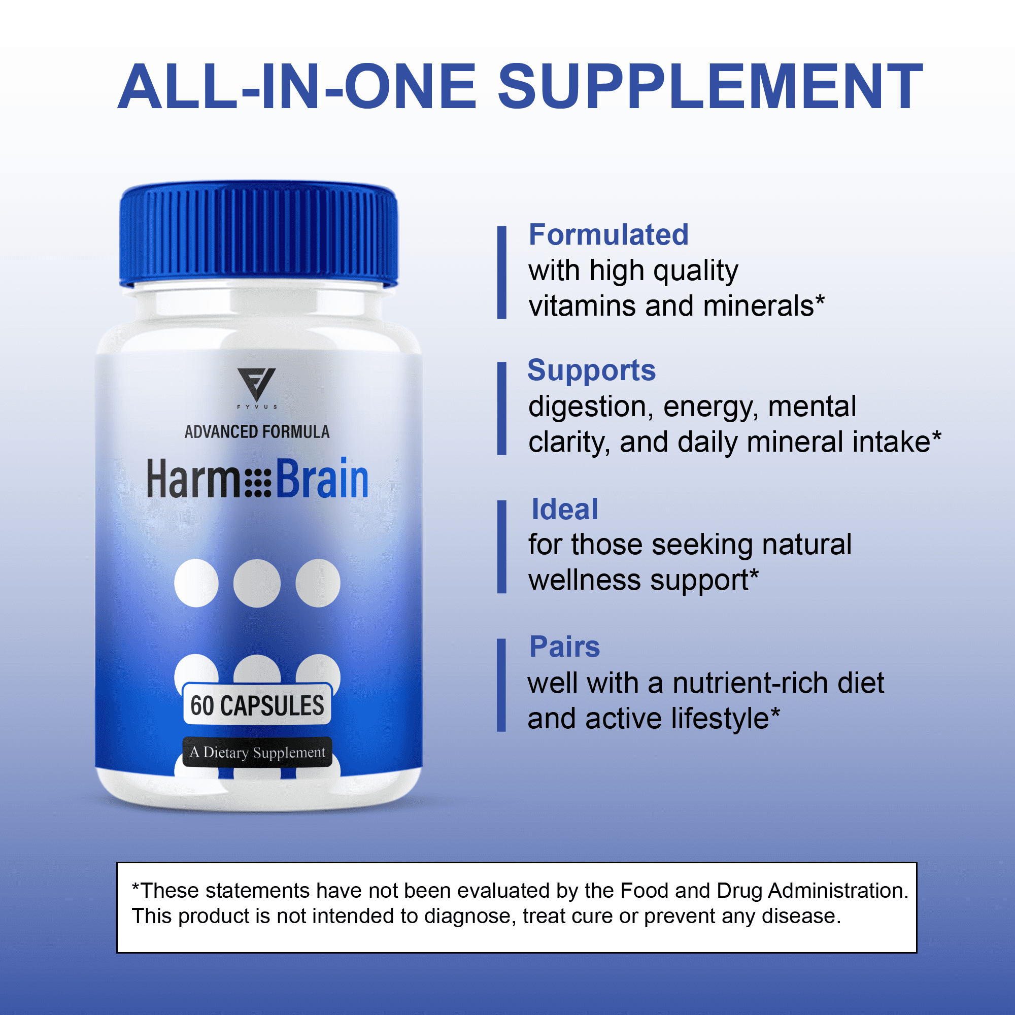 (3 Pack) Harmo Brain Focus Supplement, HarmoBrain Pills Support (180 Capsules)