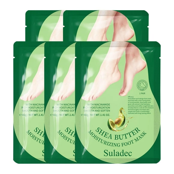 Mascarilla hidratante para pies SULADEC con manteca de karité y leche de cabra, 5 pares