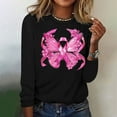 thumbnail image 4 of CLOISE Cancer Shirts for Women Long Sleeve Round Neck Tee Shirts Butterfly Ribbon Pink Breast Cancer Awareness Blouses Trendy Casual Tops Cancer Fight Fall Clothes Black M, 4 of 4