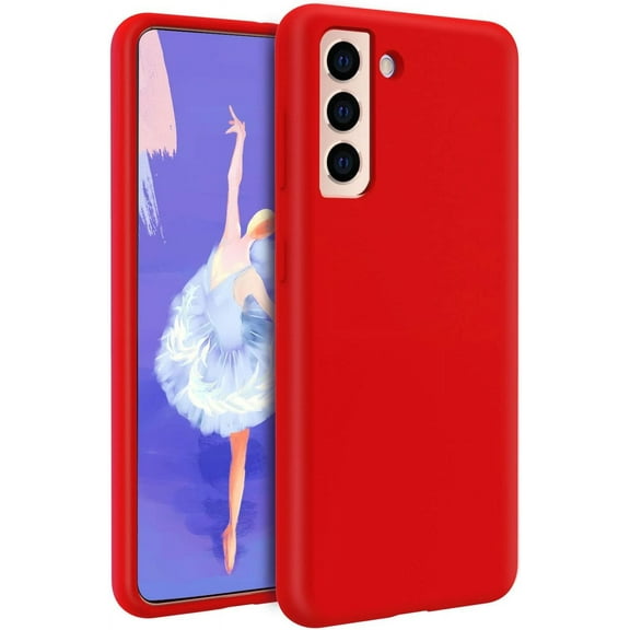 Galaxy S21 5G Case, Samsung S21 Case Liquid Silicone Case Soft Silicone Gel Rubber Bumper Slim Fit Shockproof Protective Phone Case for Samsung Galaxy S21 6.2 inch 2021,Red