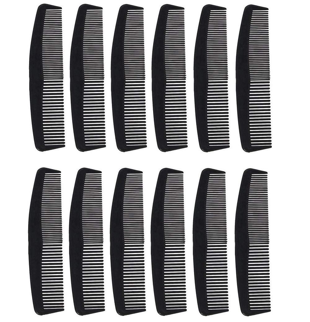 Pocket Size Coarse Fine Hair Comb 5 Inch Perfect for Travelling, Black (12 Pack)
