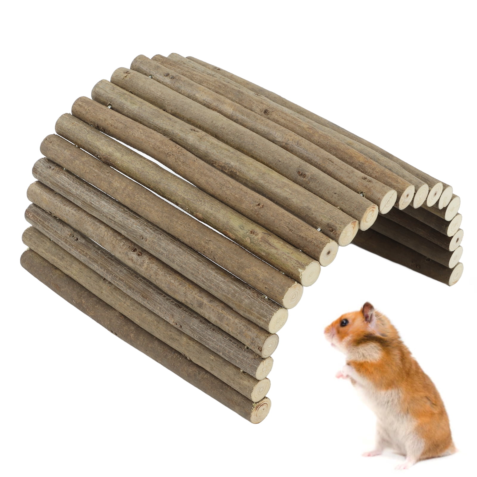 Rupoun Natural Wood Hamster Tunnel Small Animal Bendy Bridge Hideout for Gerbil Guinea Pig Chinchilla Ferret Hedgehog Rat 7.9x15.7in / 20x40cm