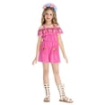 thumbnail image 6 of HNMKIU Halloween Clothes Girls Off Shoulder Mexican Folk Jumpsuit Rose Day Of The Dead Outfit Elegant Fancy Dress Party Wear Pink,3-4 Years, 6 of 6