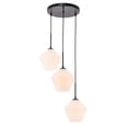 thumbnail image 6 of Indoor Modern Home Decor Bright Ceiling Gene 3 Light Black and Frosted White Glass Pendant, 6 of 7