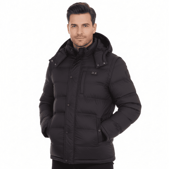 Helios Hybrid Versatile 2 N 1 Coat Vest With Powerbank- Black, Medium